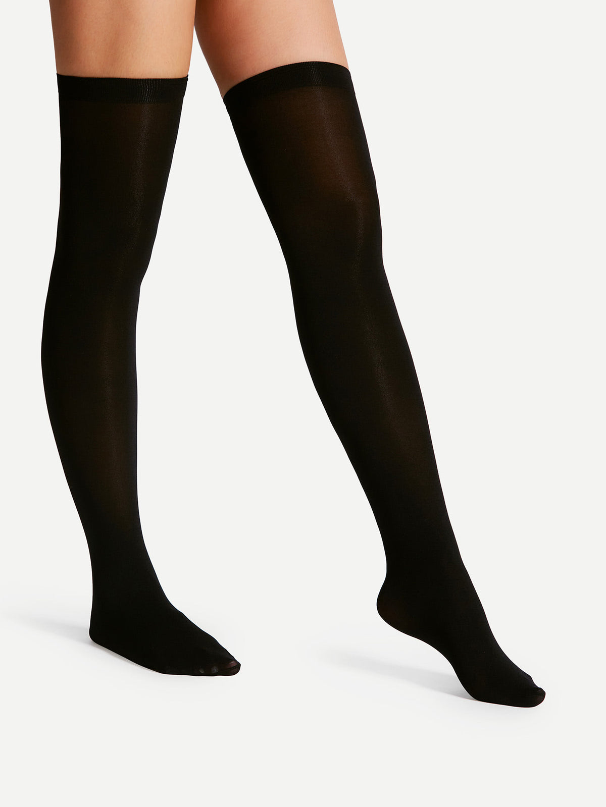 1pair Over-the-Knee Opaque Black Long Socks, Thigh High Socks