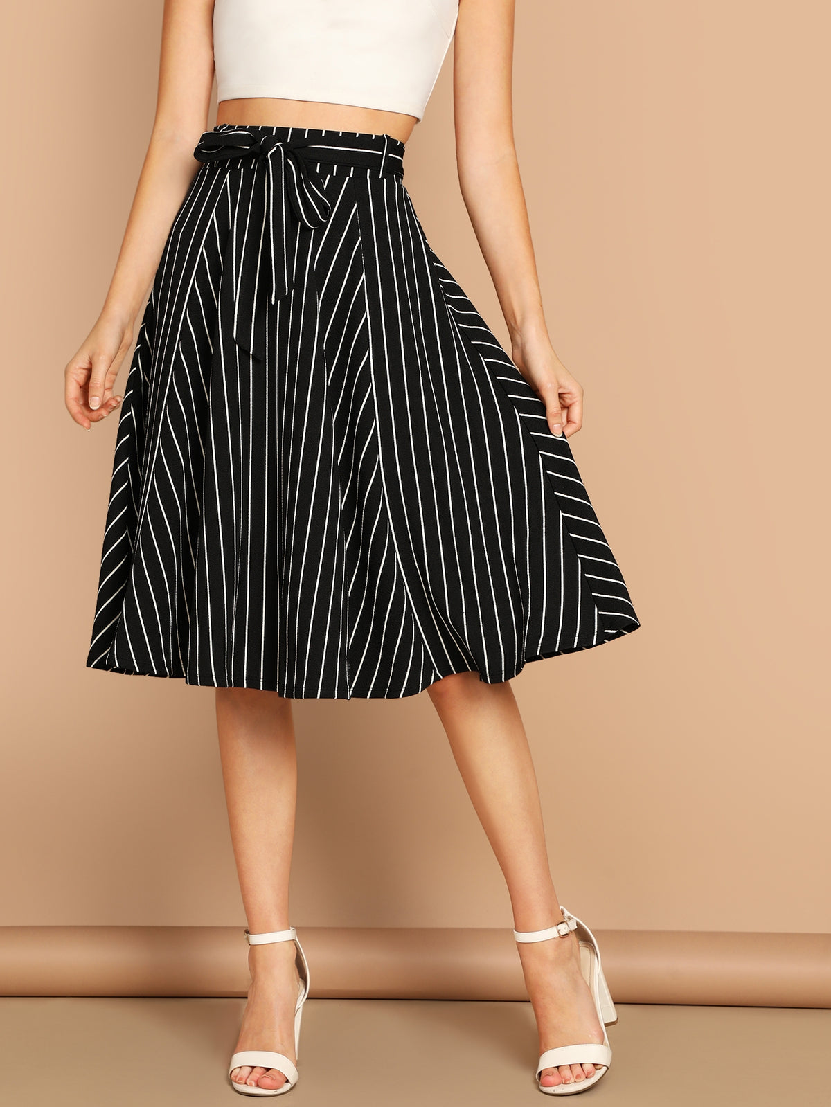 SHEIN Clasi High Waist Striped Skirt