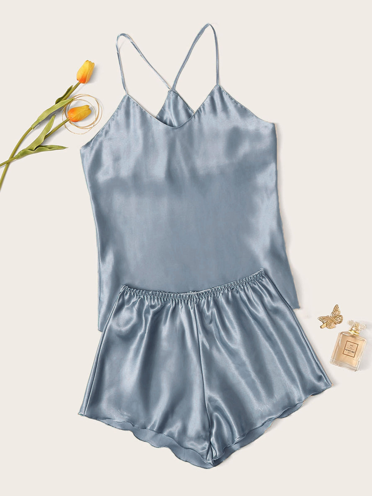 Satin Cami With Shorts PJ Set / Pajama Set