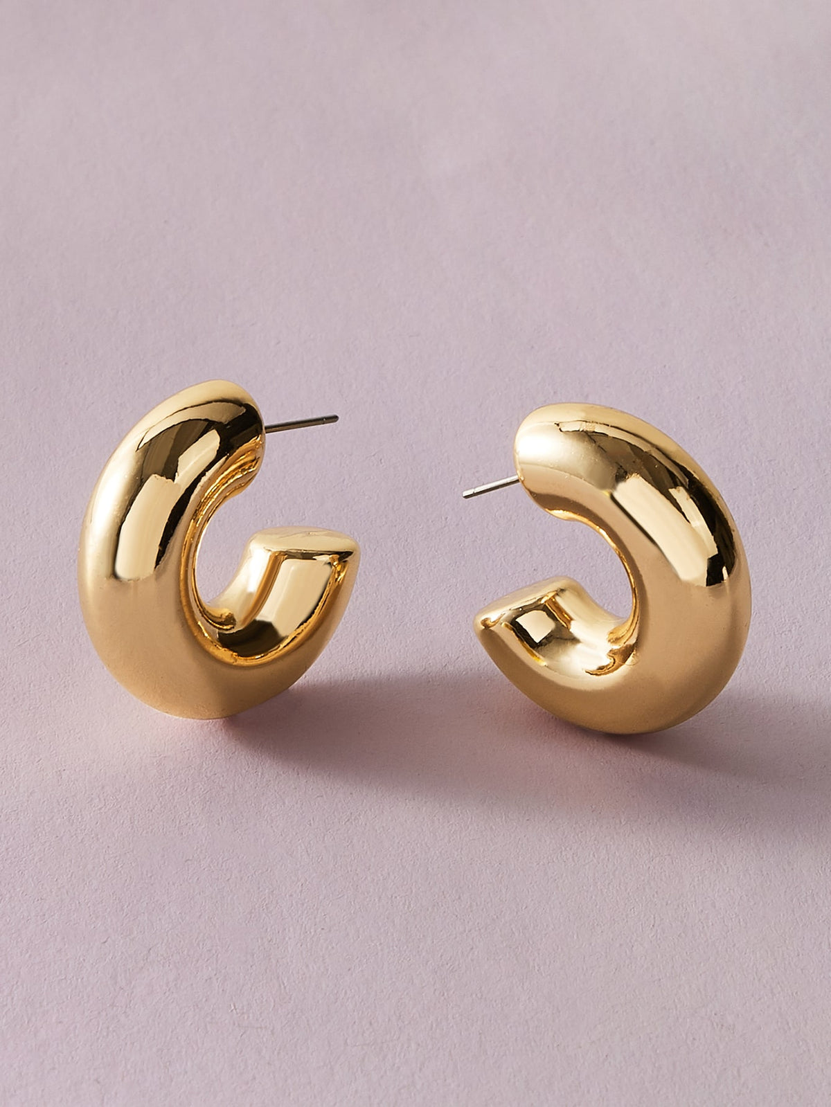 1pair Simple C-Shaped Hoop Earrings