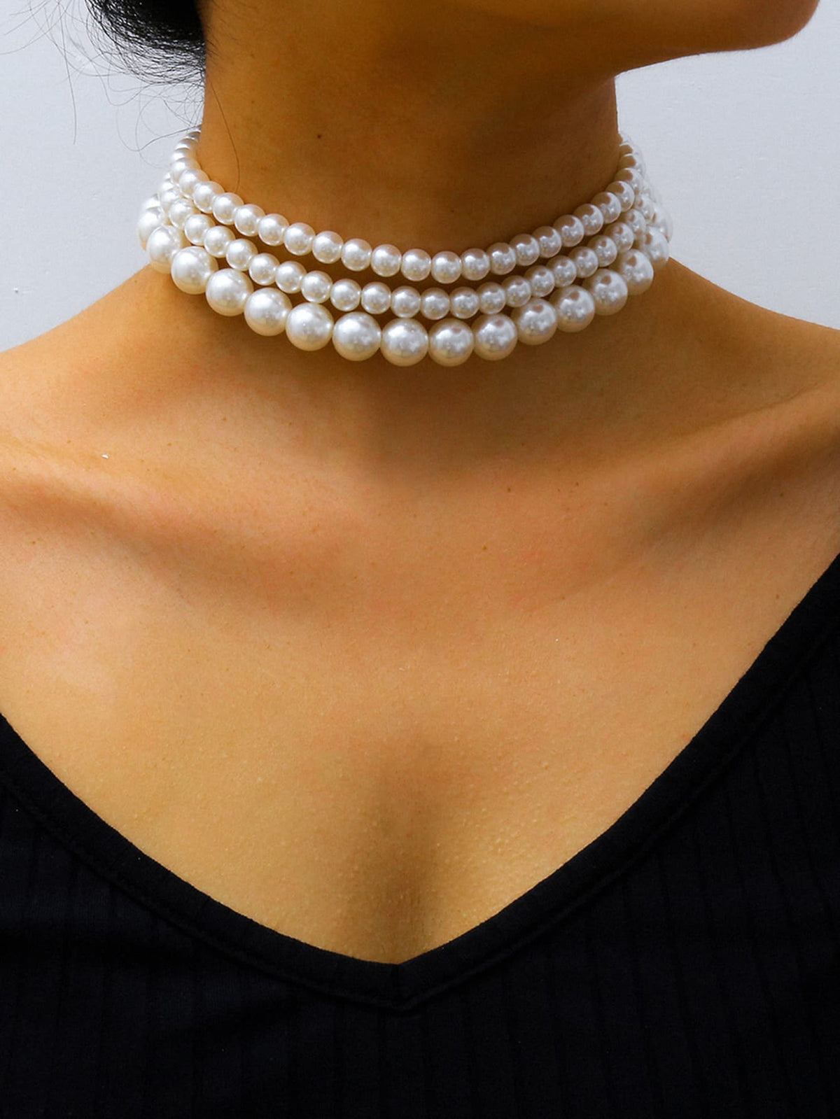 3pcs Faux Pearl Beaded Choker