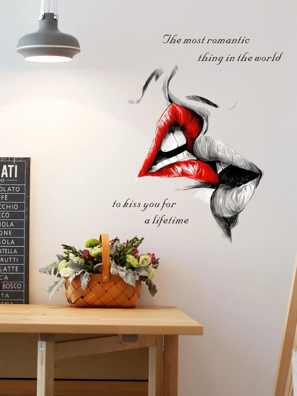 Slogan Graphic Wall Sticker, Mouth Print Wall Art Decal For Home Decor