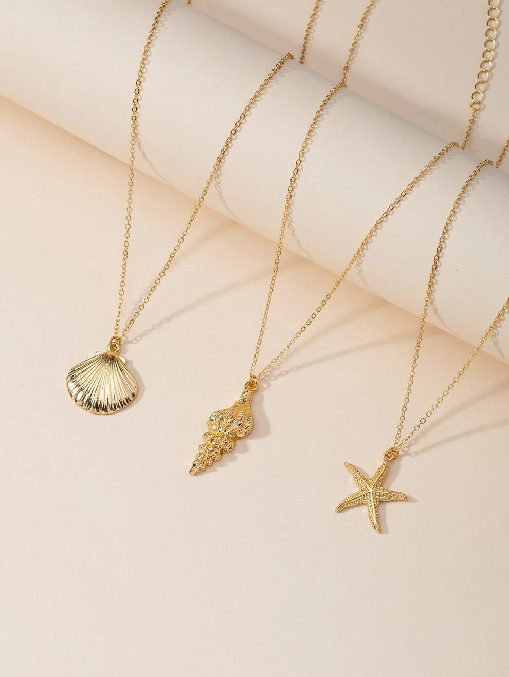 3pcs Shell Charm Necklace