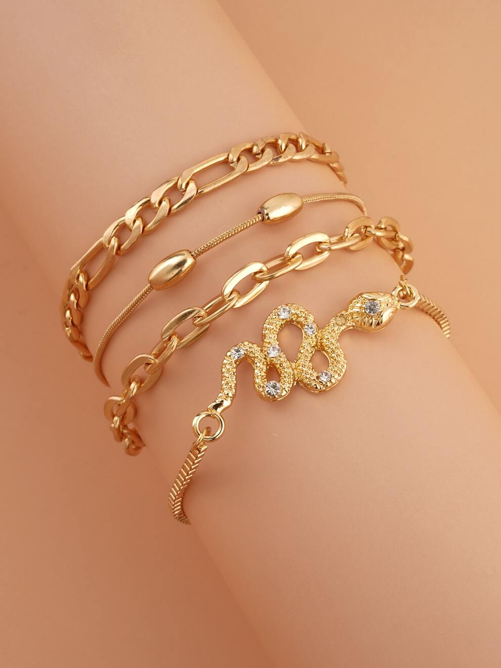 4pcs Rhinestone Decor Bracelet