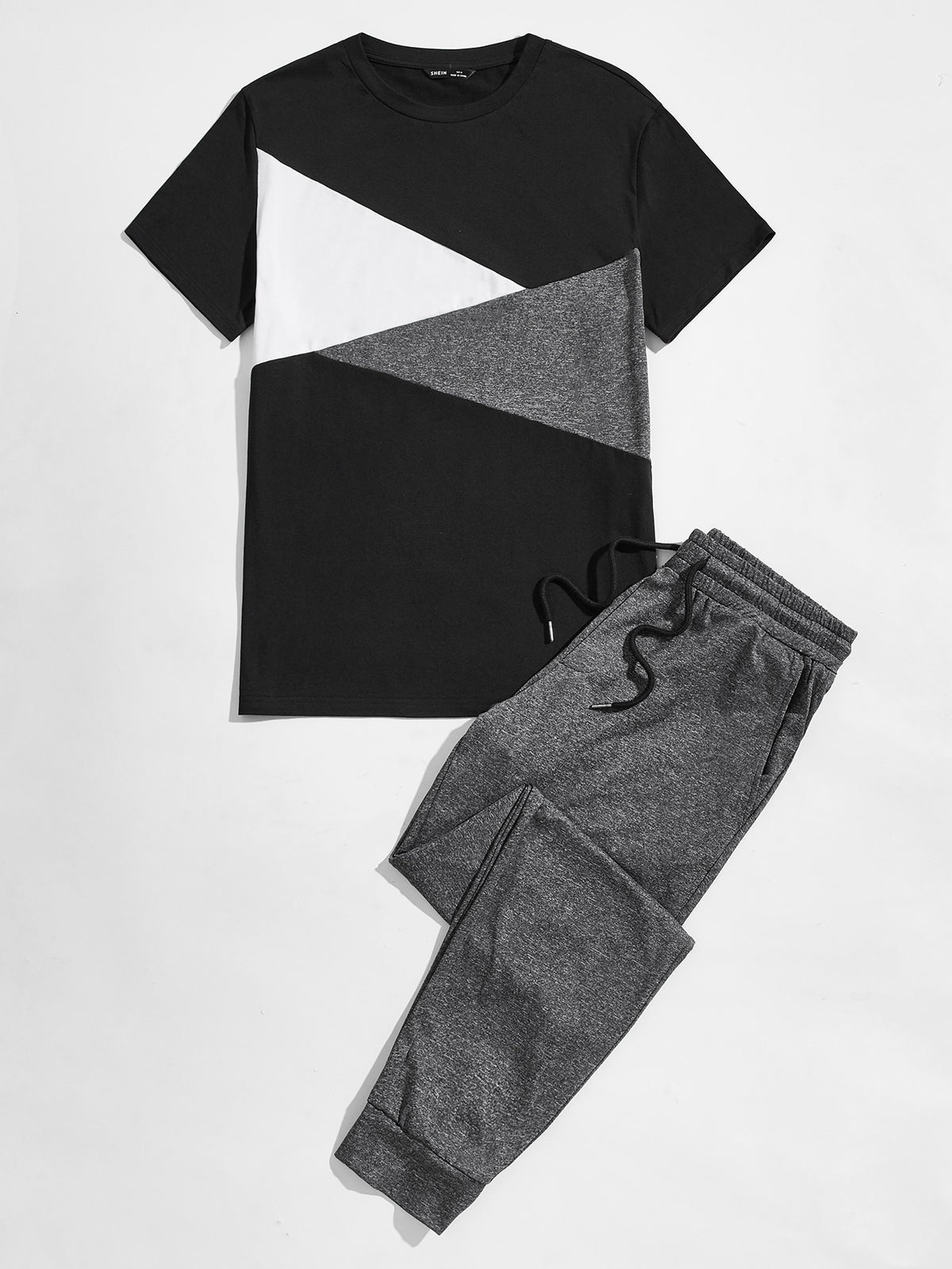 Manfinity Homme Men Colorblock Tee & Drawstring Waist Sweatpants Set