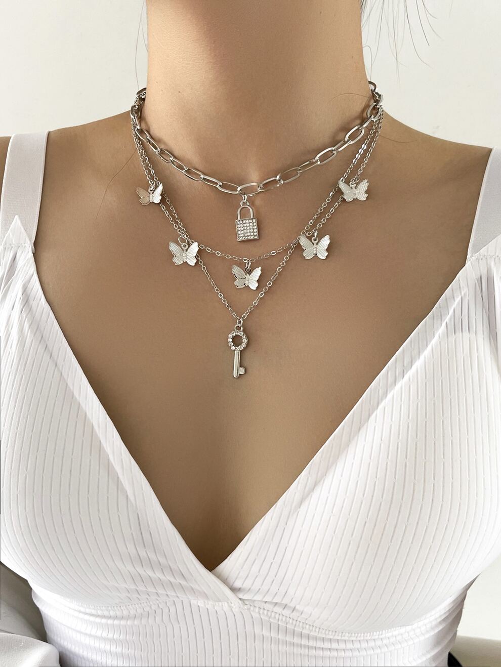 Butterfly Charm Layered Necklace