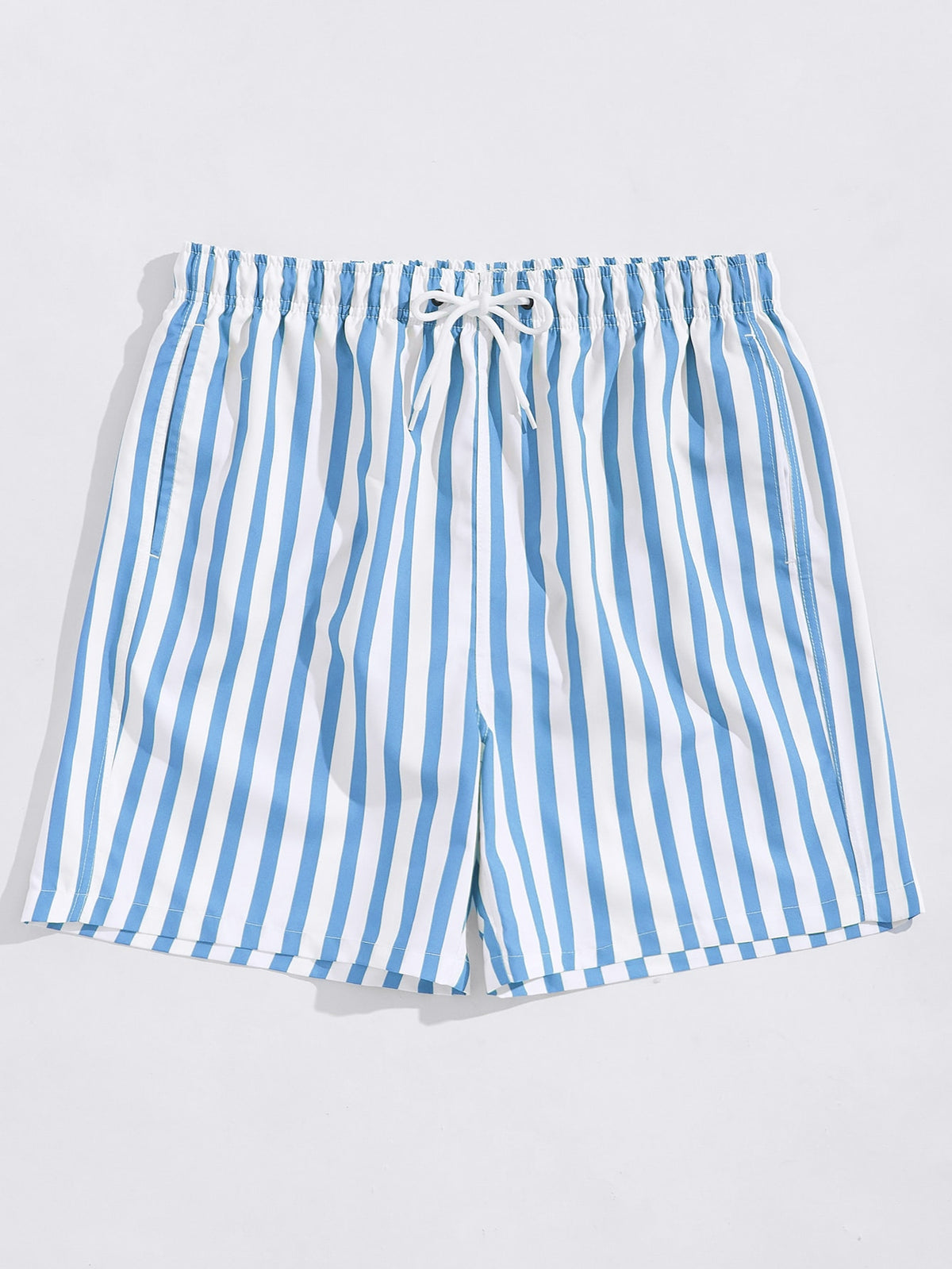 Manfinity Swimmode Men Striped Print Drawstring Waist Swim Trunks