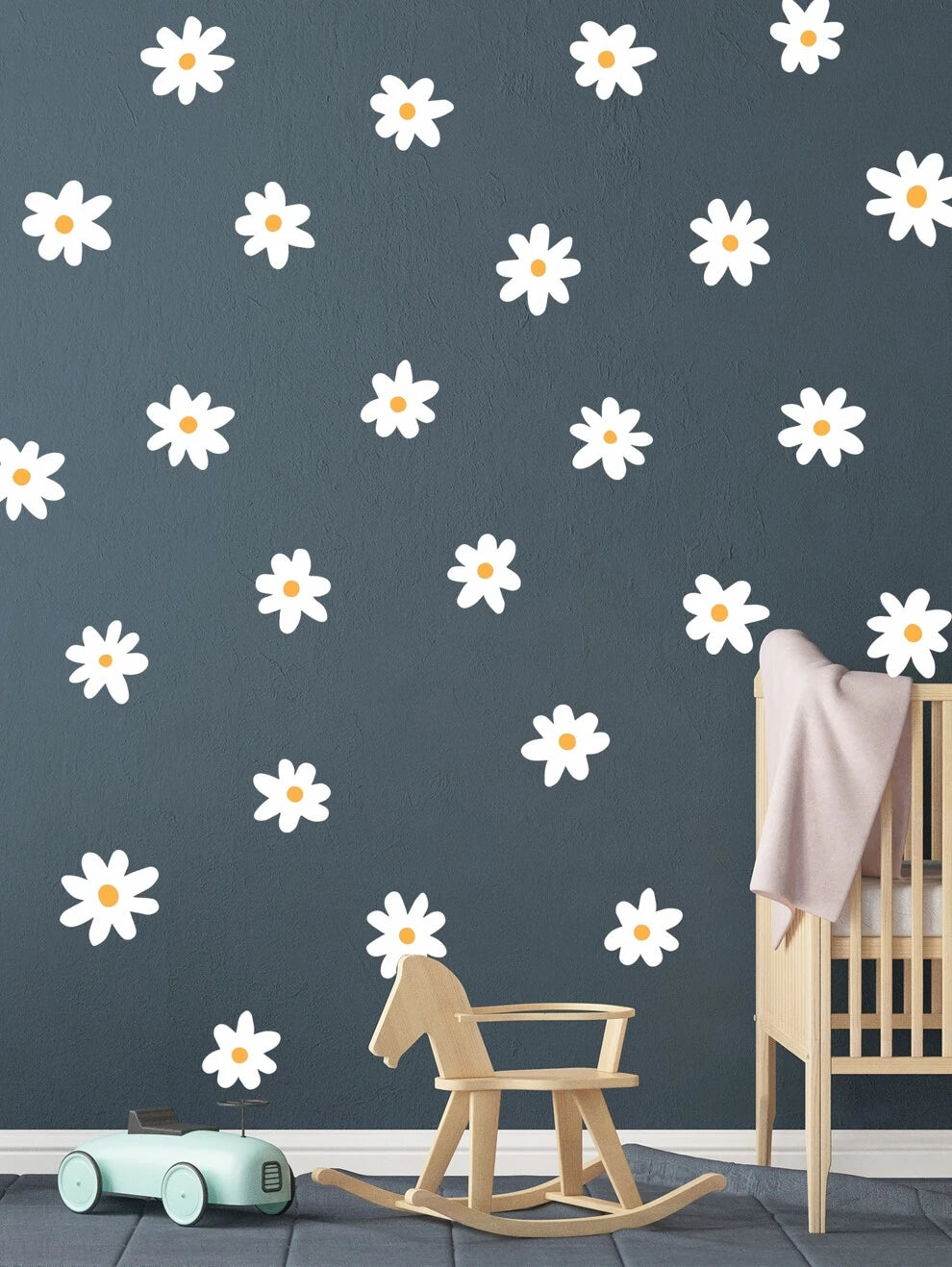 1pc Daisy Print Wall Sticker, Self Adhesive Wall Art Decal For Home Decor