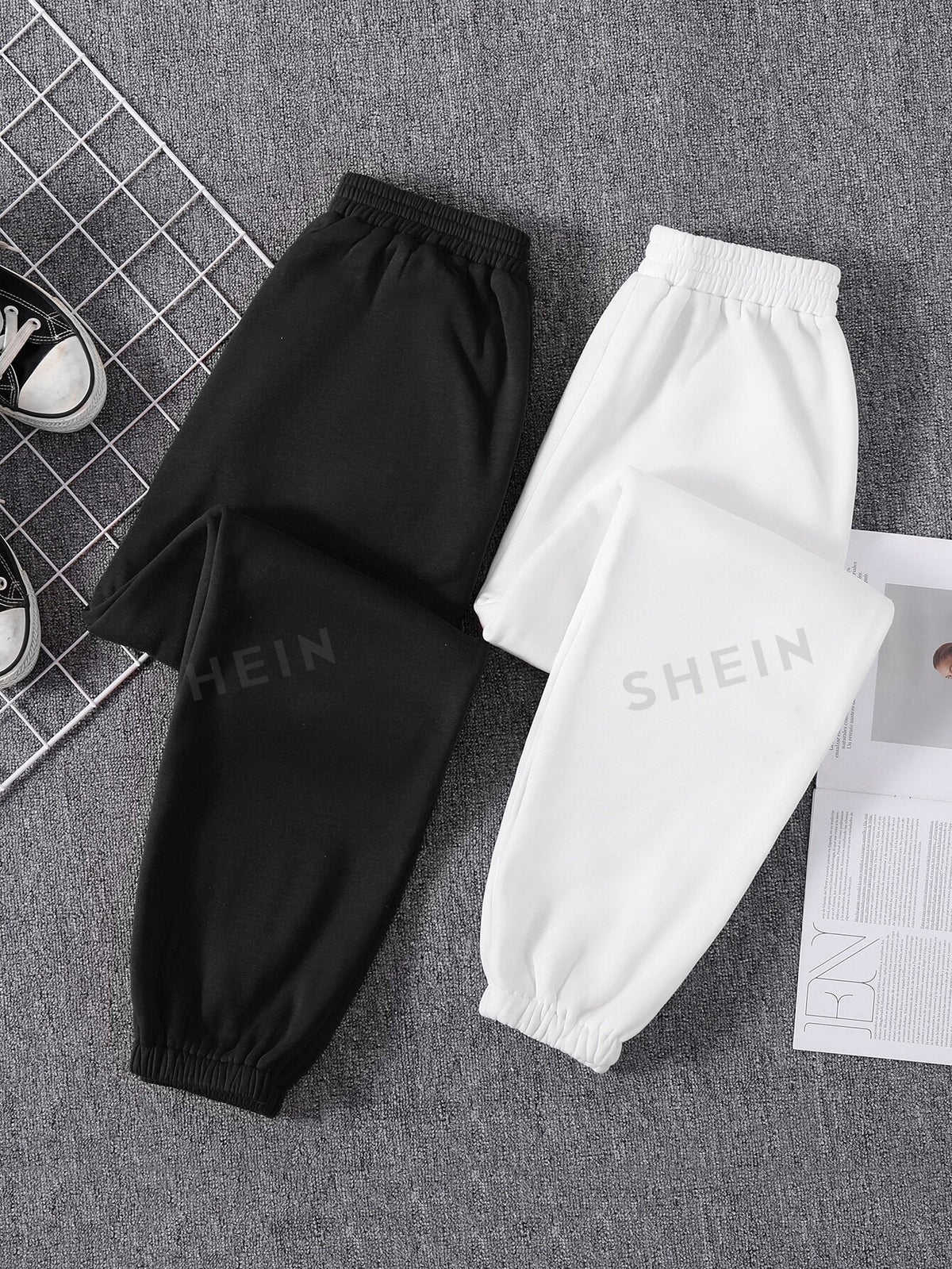 SHEIN EZwear 2pcs Solid Elastic Waist Thermal Sweatpants