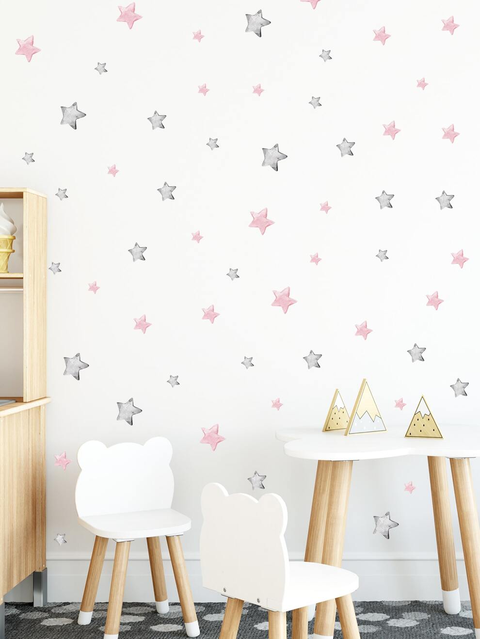 Star Print Wall Sticker, Cartoon Self Adhesive Wall Art Decal For Kids Bedroom