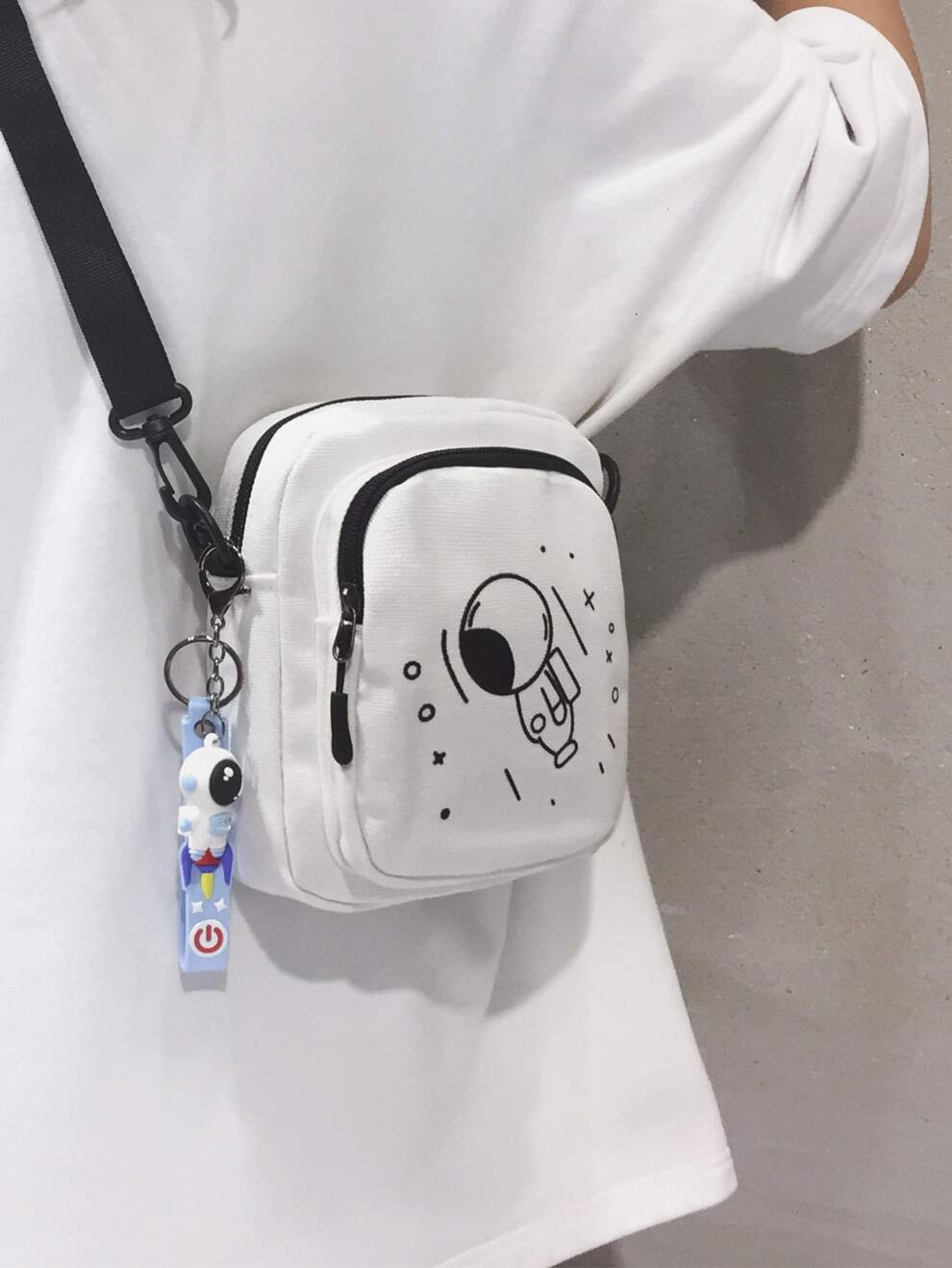 High School Students University Freshman Multifunctional Sling Bag Shoulder Bag Casual Bag Mini Men Cartoon Graphic Crossbody Bag, Handbag Schoolbag For Travel,College,Outdoors,Sports,Commute Black Fr