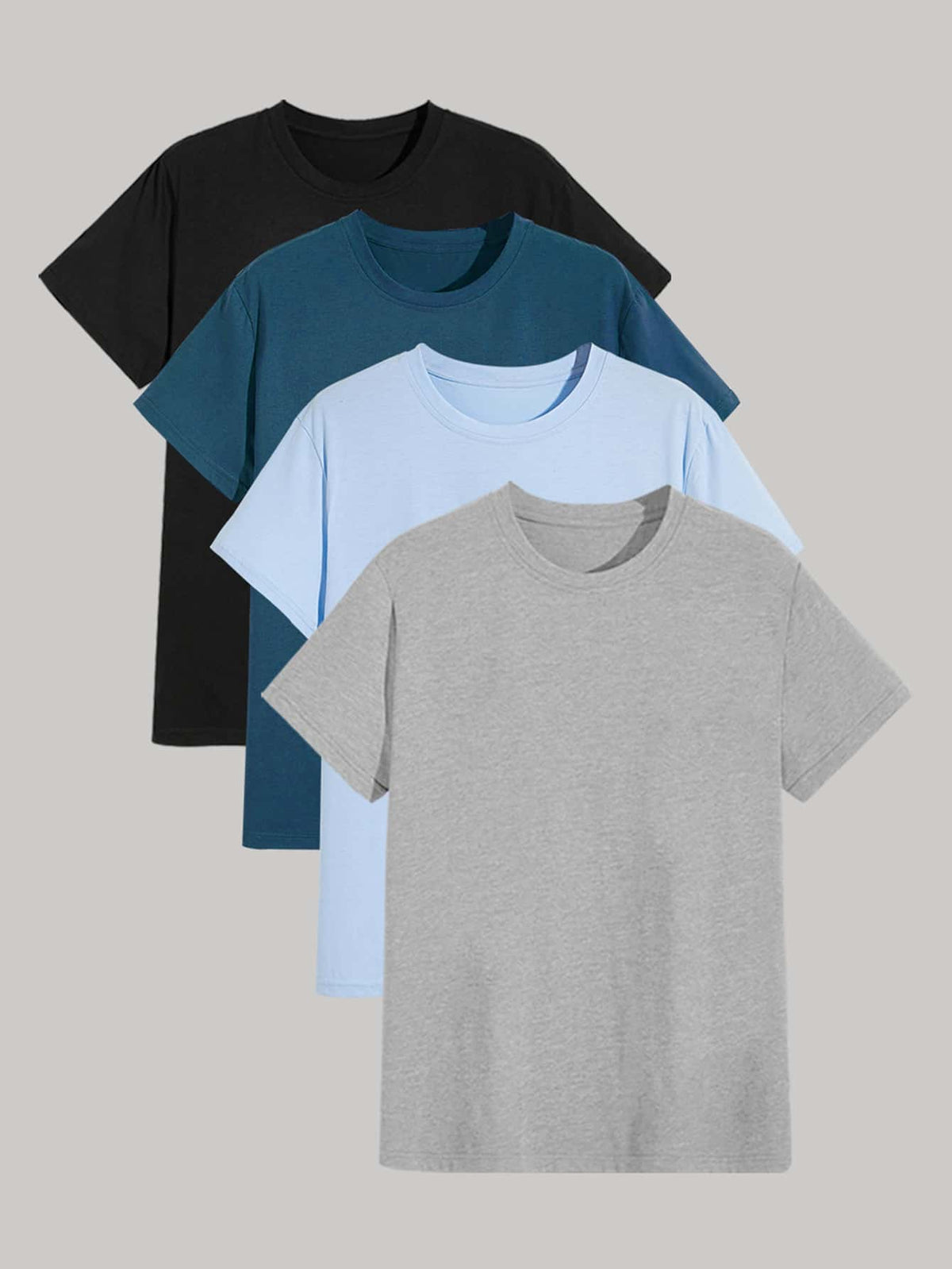 Manfinity Basics Men 4pcs Round Neck Solid Tee