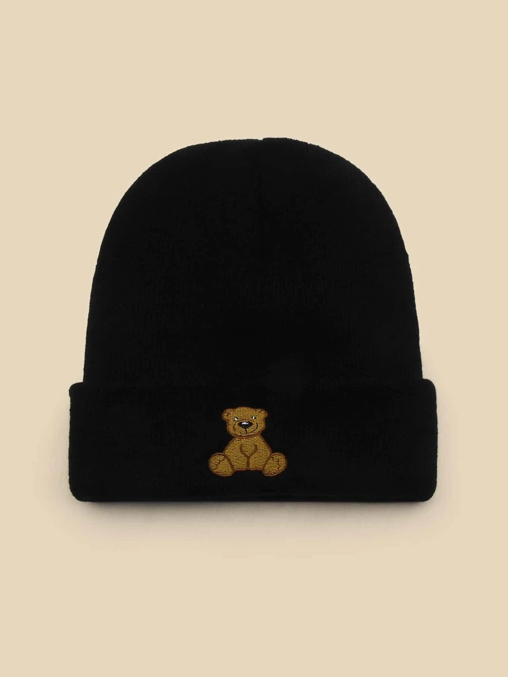 Men Cartoon Bear Embroidered Knit Beanie Cute