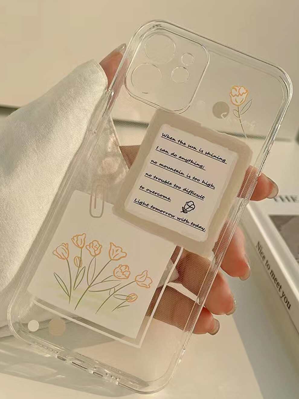 Floral Clear Phone Case Compatible With iPhone15/15Plus/15Pro/15Promax