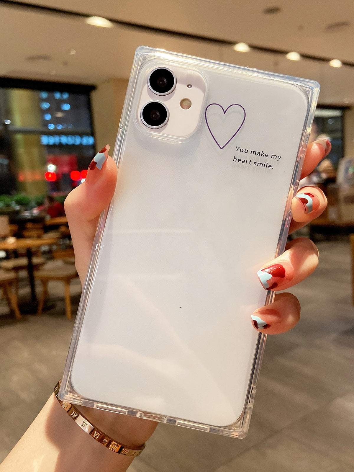 Clear Heart Pattern Phone Case