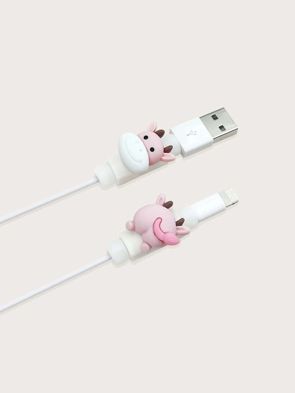 2pcs Cartoon Cow Design Data Cable Protector