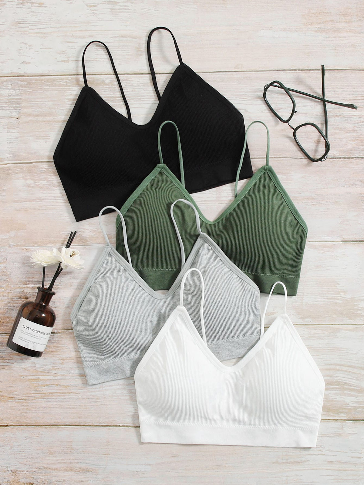 4pack Solid Rib Bra