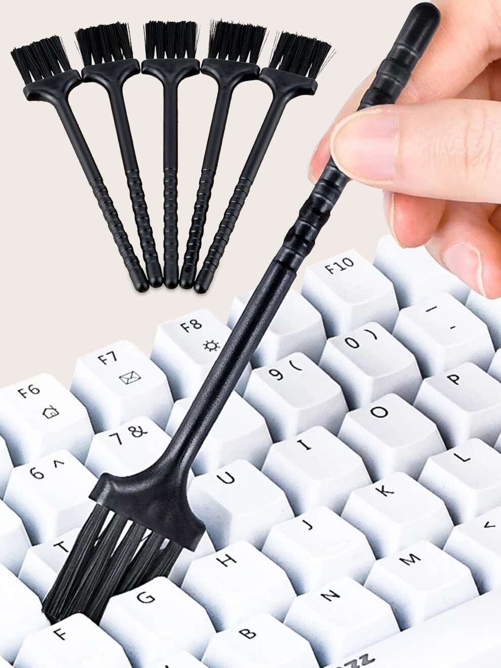 Nylon Bristles Small Round Head Air Blowing Cleaning Brush With Plastic Handle For Dusting Keyboard Computer Peripherals