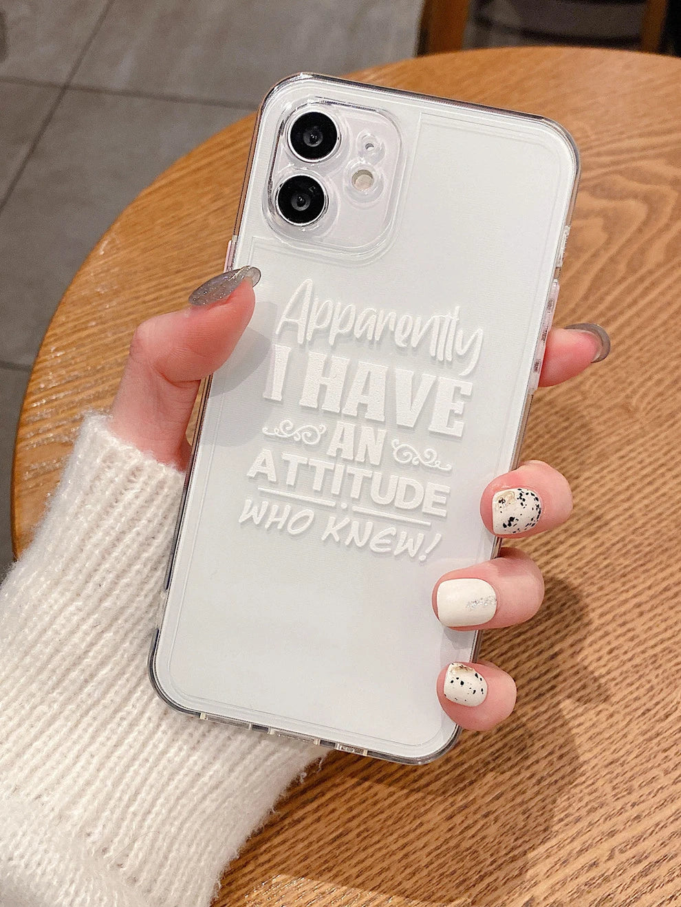 Slogan Graphic Clear Phone Case