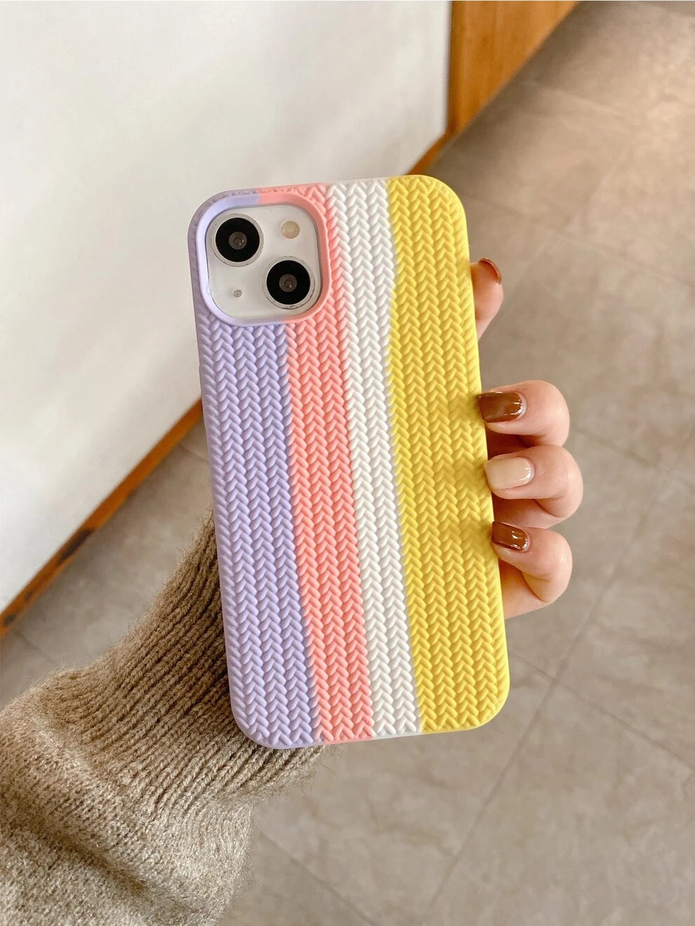 Color Block Woven Pattern Phone Case