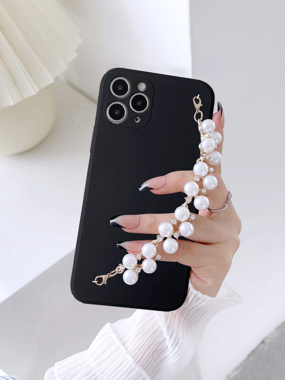 Cell Phone Lanyards Pearl And Rhinestone Chain Decor Phone Case, Compatible With Iphone 15 Promax/14/13/12/11