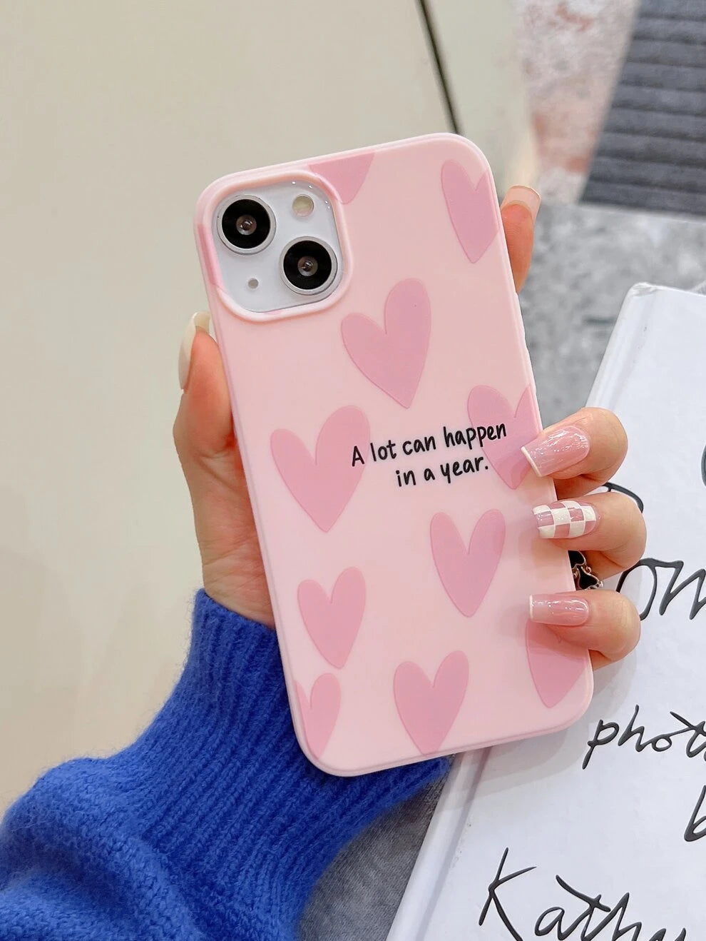 Pink Heart Pattern Phone Case Compatible With IPhone 11,IPhone 13,IPhone 14 Pro Max