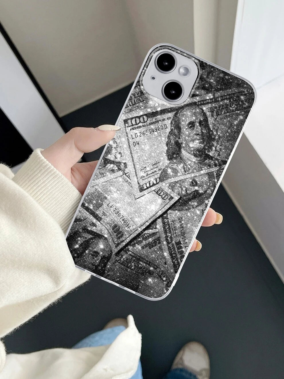 Funny 1pc One Dollar Bill Design Transparent Thickened Tpu Phone Case Compatible With Iphone Compatible With IPhone 11,IPhone 13,IPhone 14 Pro Max