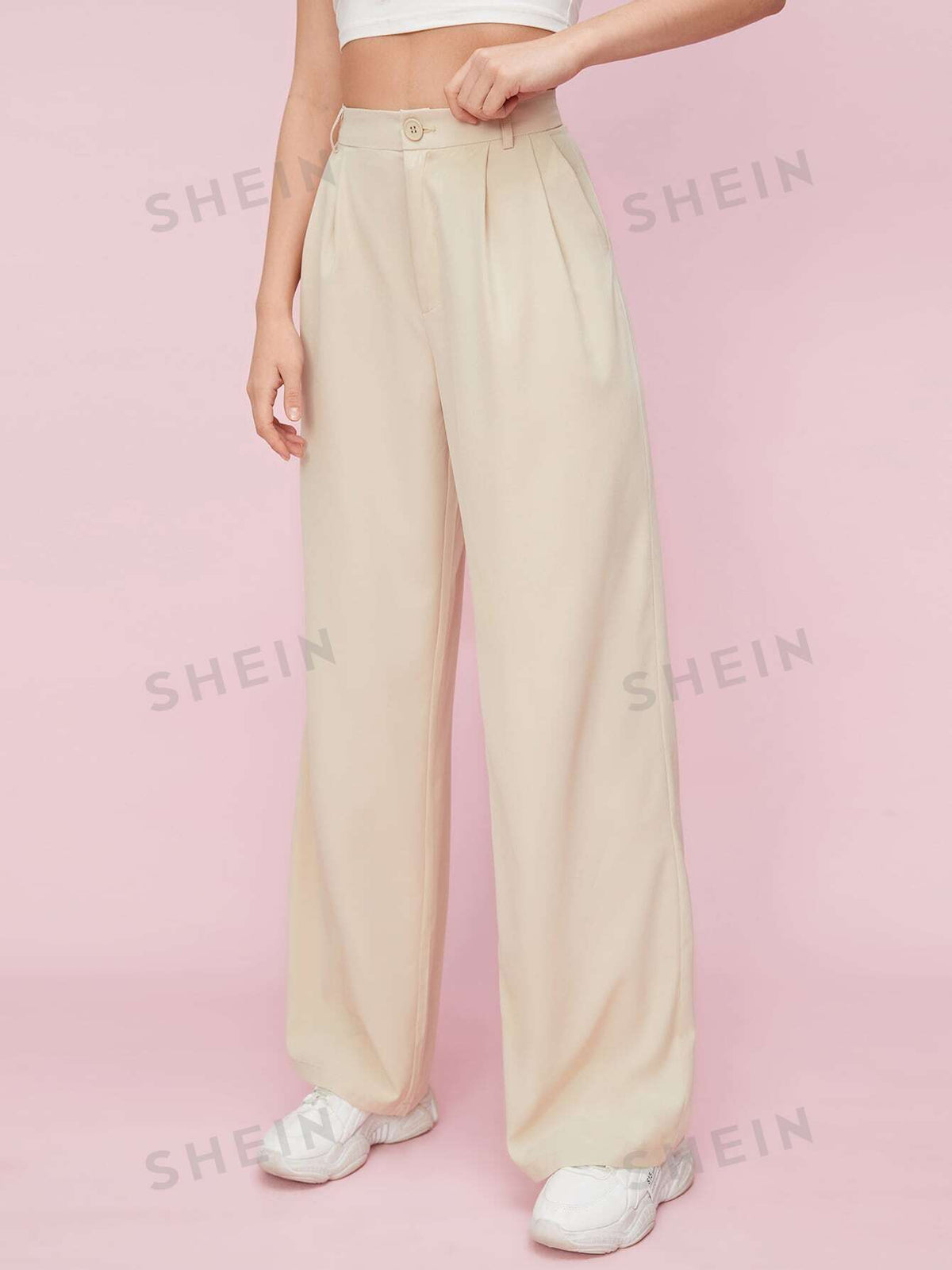 SHEIN EZwear Summer Outfits Stripe Print Zip Up Straight Leg Pants