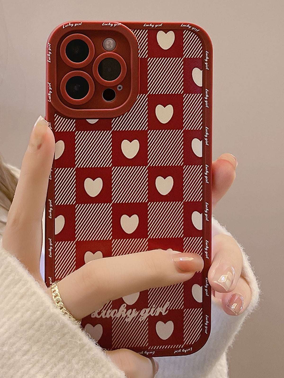 Heart Checkered Phone Case