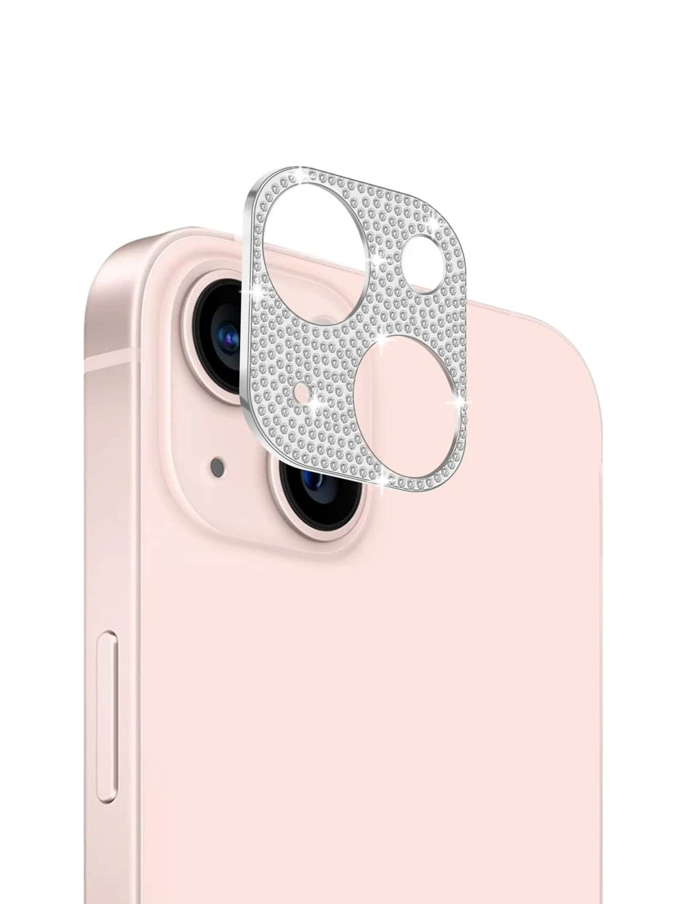 1pc Rhinestone Decor Phone Camera Lens Tempered Film Compatible With iPhone15/15Plus/15Pro/15Promax