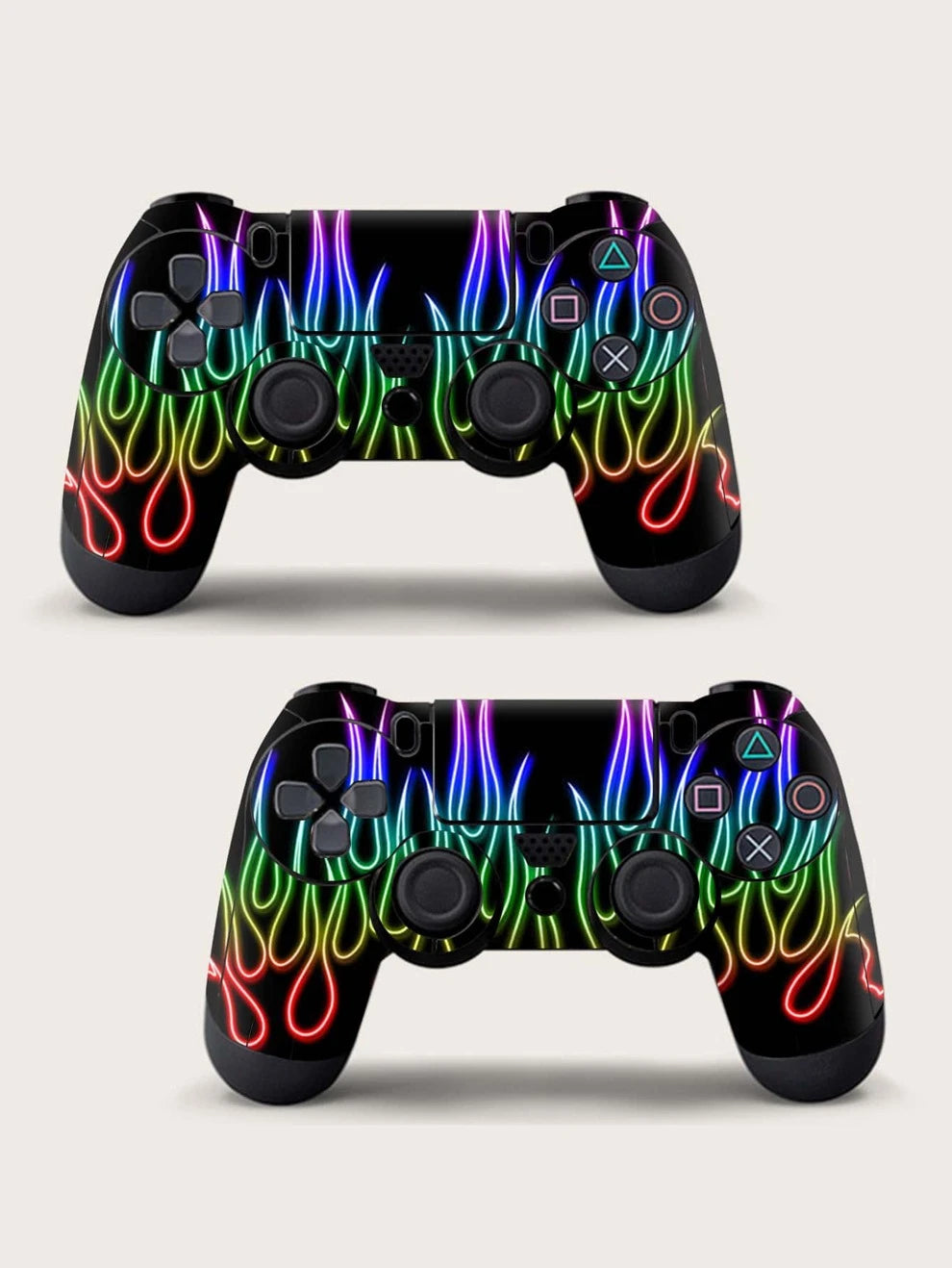 2sheets Fire Pattern Sticker Compatible With PS4 Controller