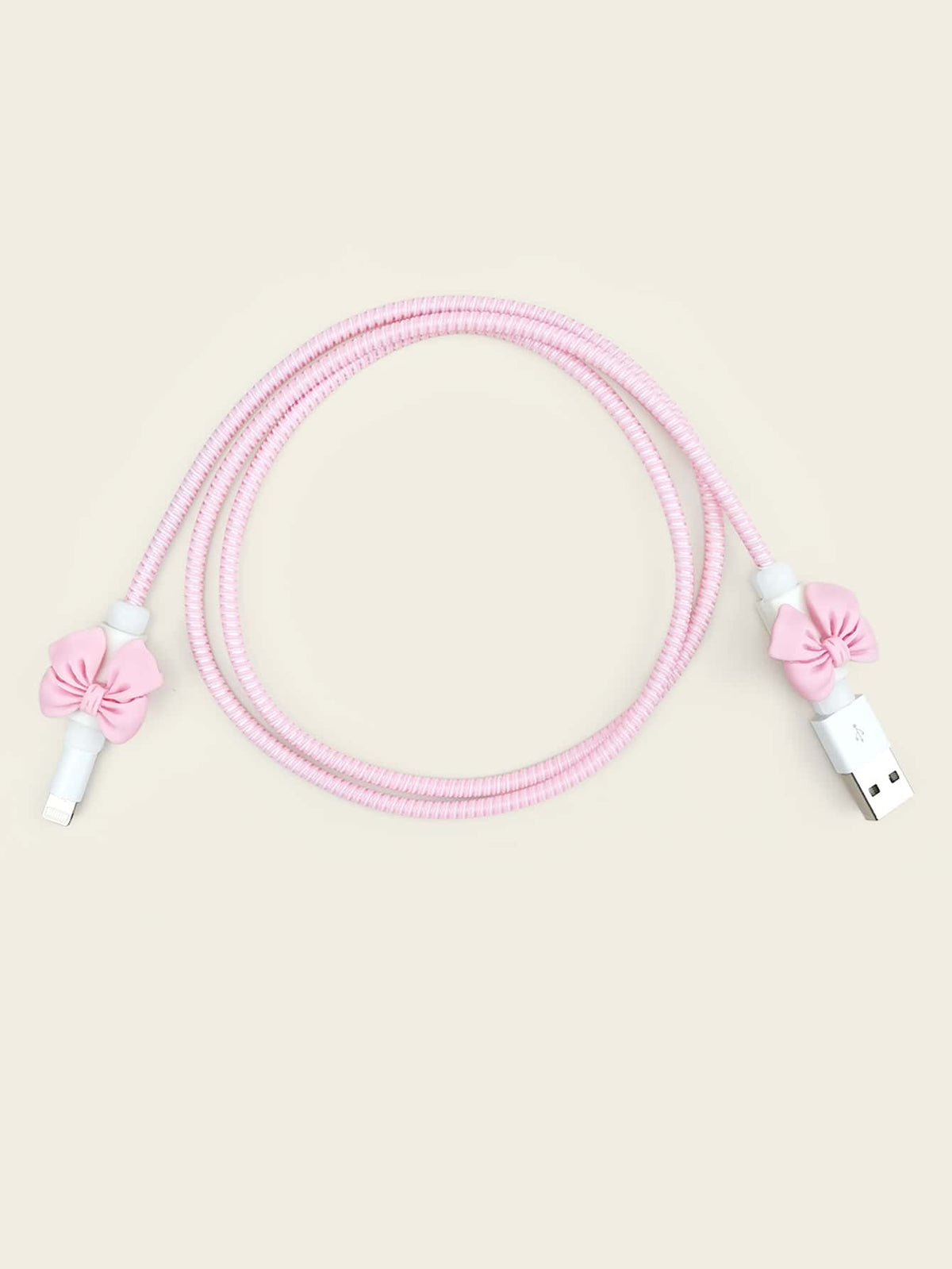 4pcs/Set Data Cable Protective Head With Cartoon Bowknot & Laser Effect + 1.5m Data Cable Protective Cord + Earphone Winder