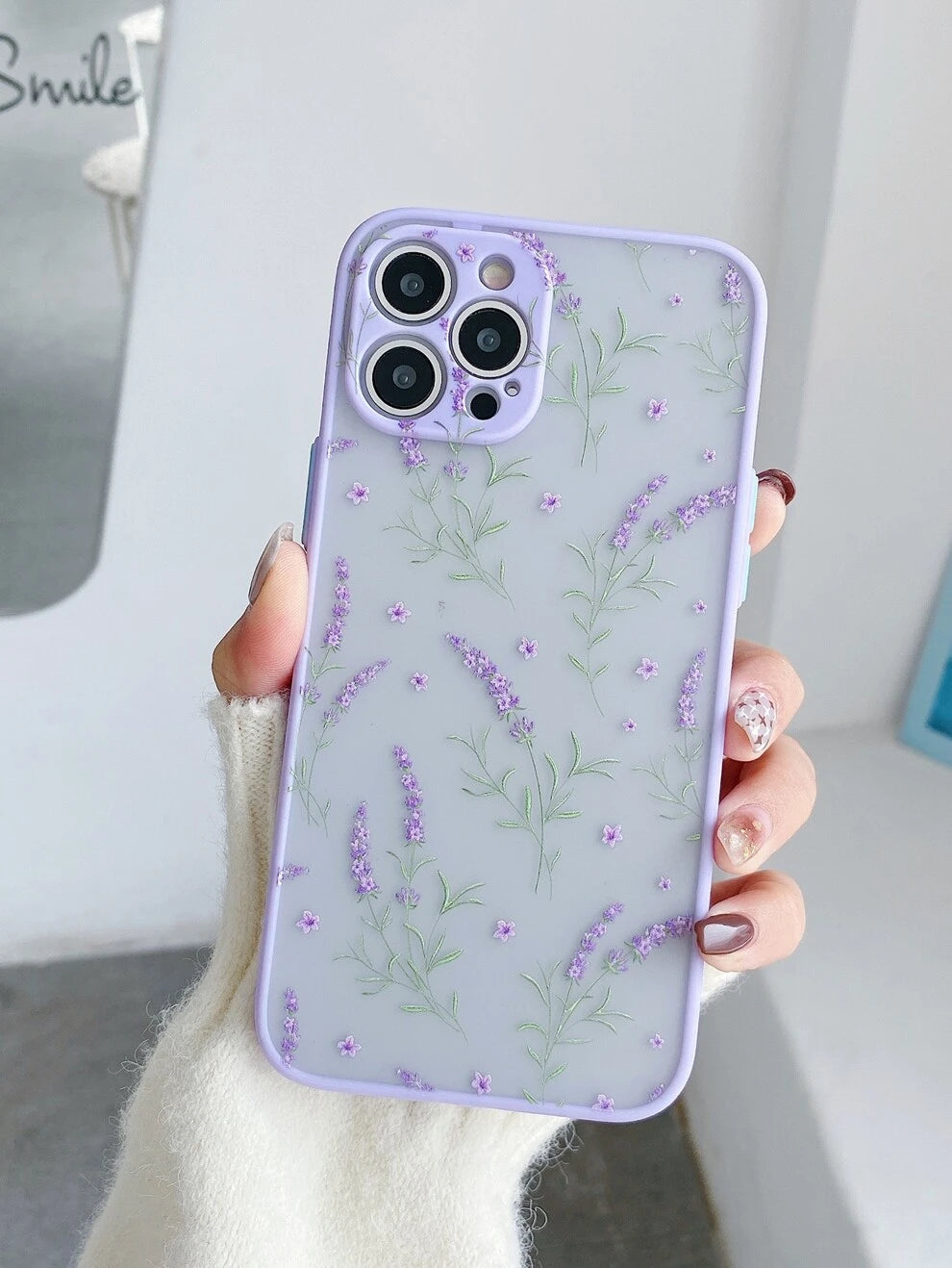 Lavender Print Clear Phone Case