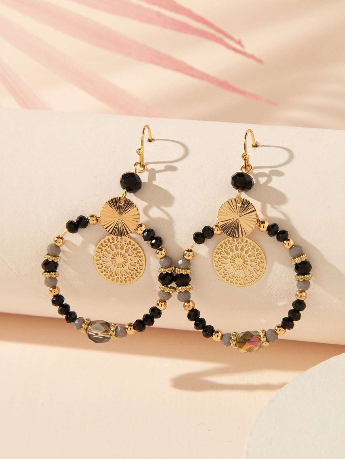 1pair Circular Vintage Tassel Beaded Earrings With High-End Feel