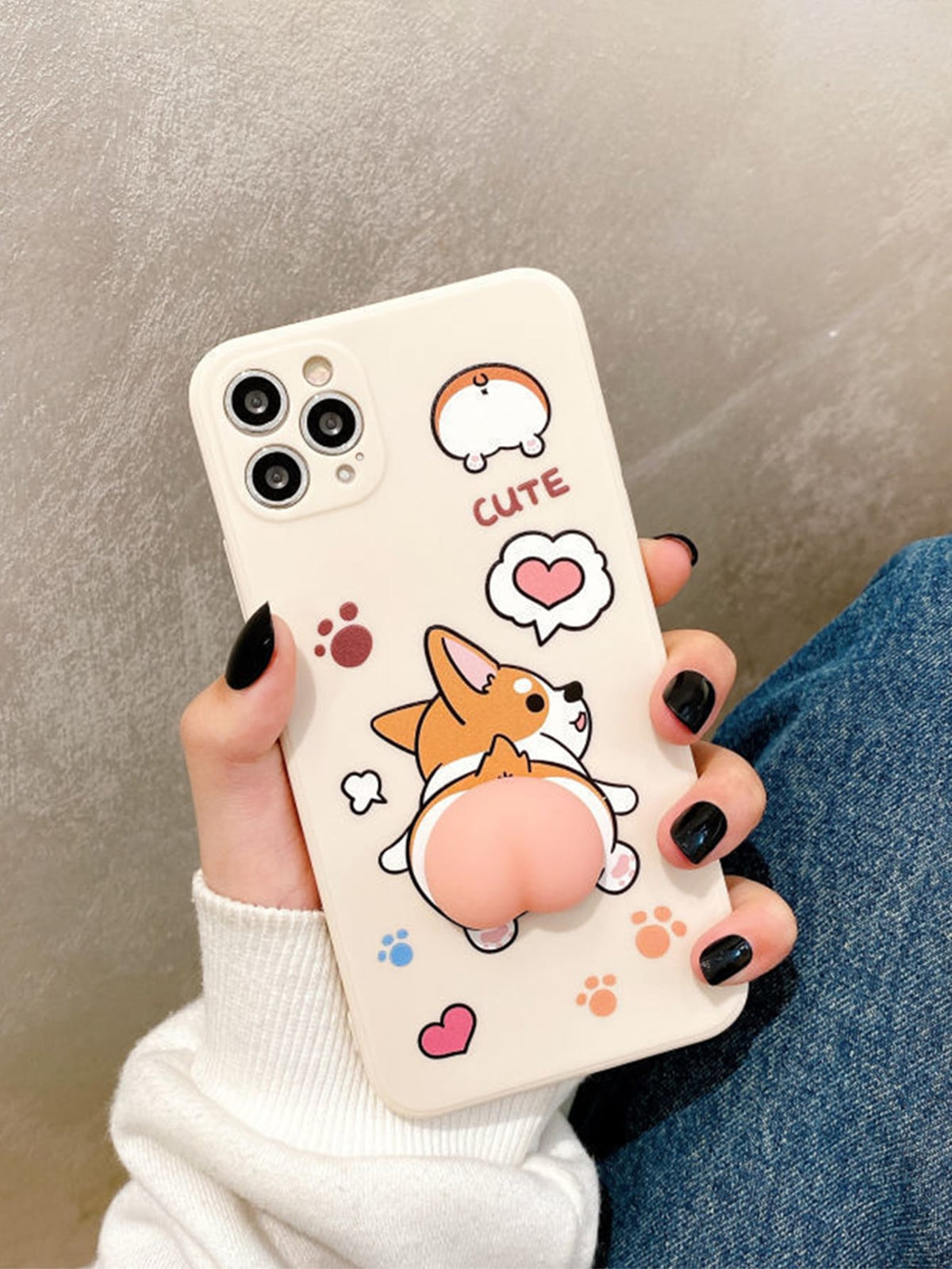 Funny Funny Decompression Finger Pinch Cartoon Dog Print Phone Case Compatible With IPhone15/15Plus/15Pro/15Promax