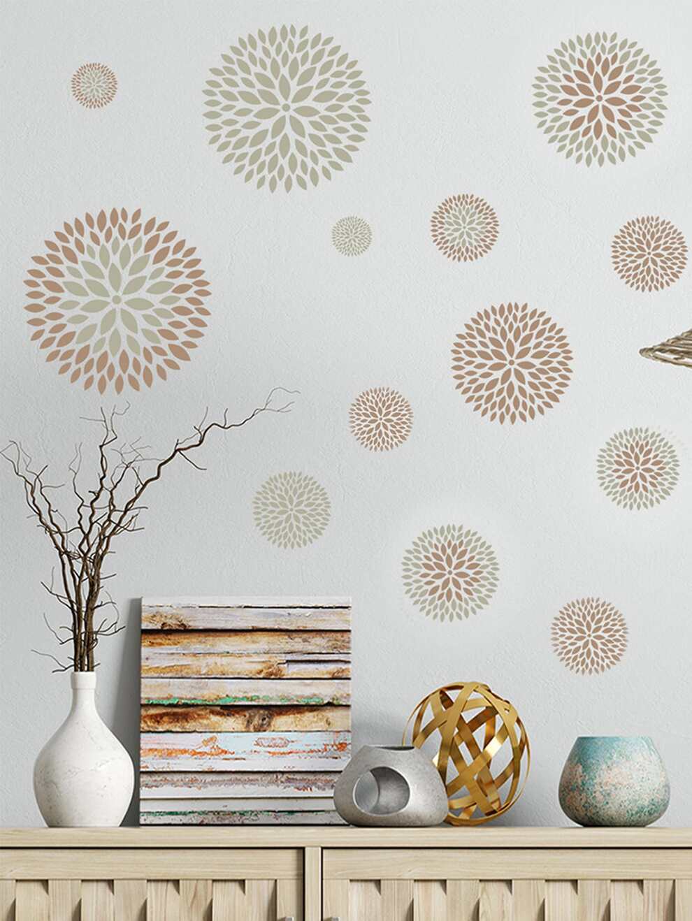 1pc Flower Pattern Wall Sticker, Modern PVC Wall Decal For Home Decoration