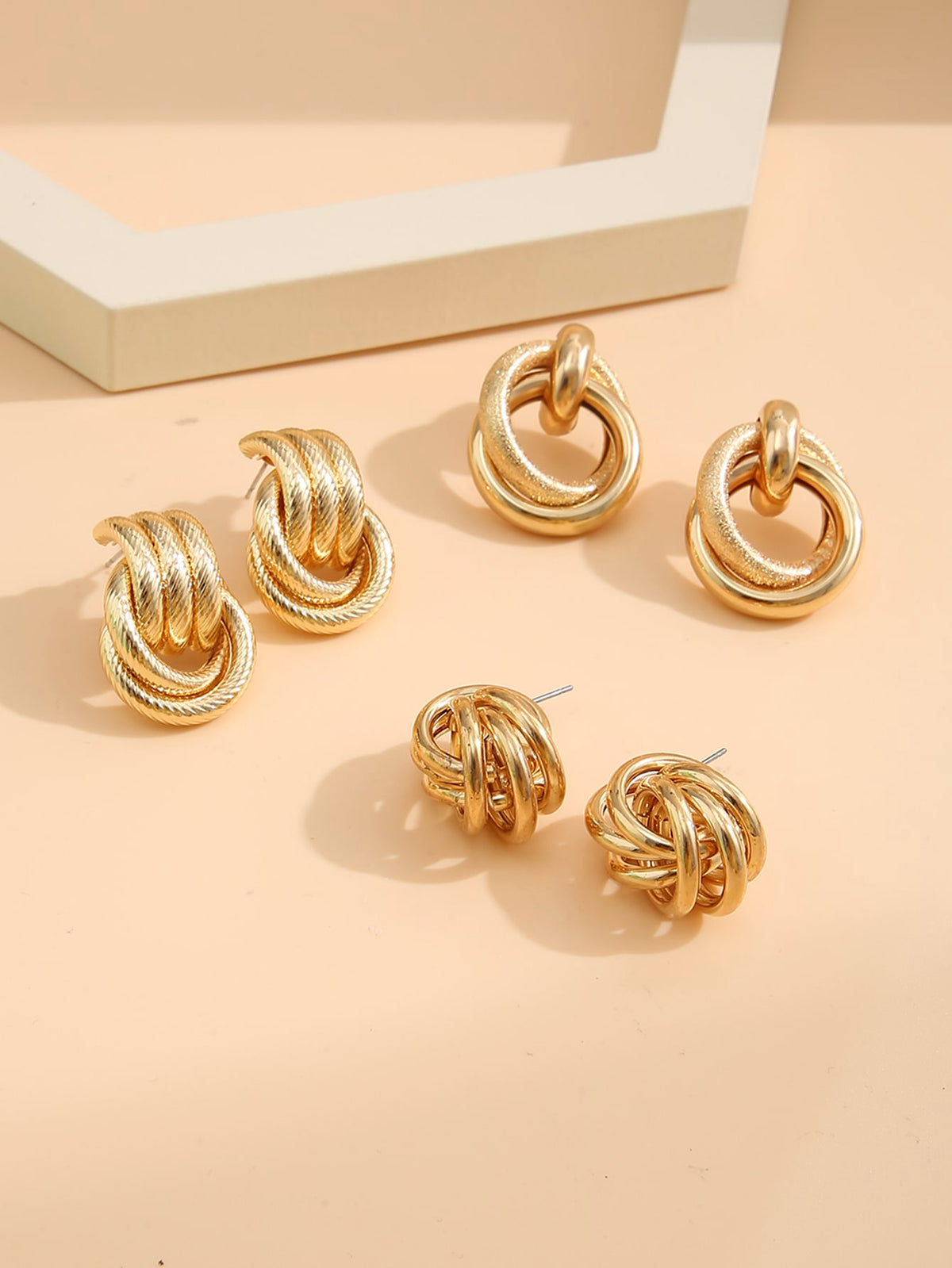 6pcs/set Fashionable Minimalist Twist Knot Earrings, Suitable For Parties, Dates, Gifts And Daily Mix & Match