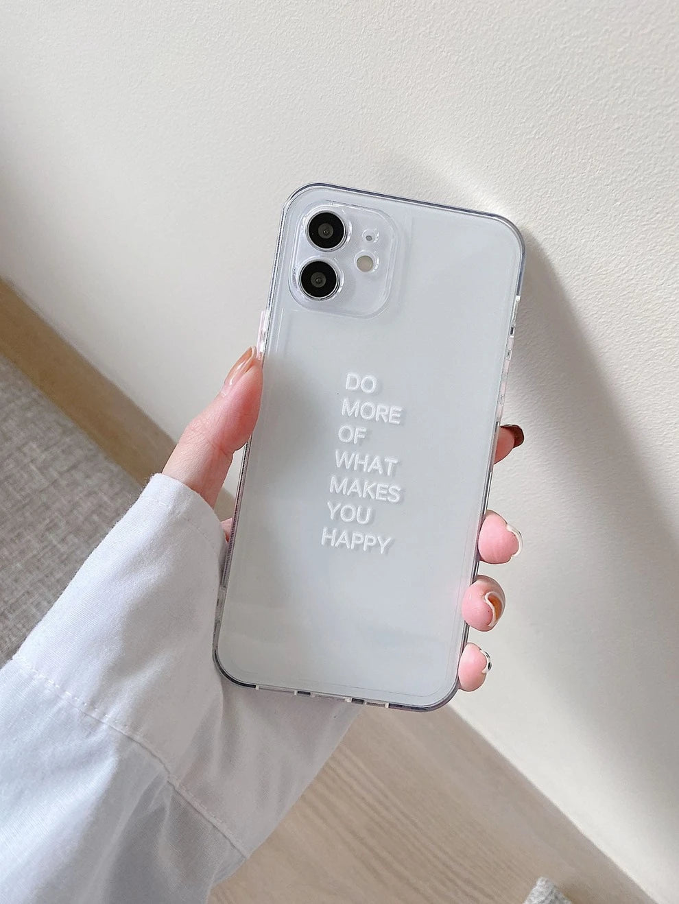 Slogan Graphic Clear Phone Case