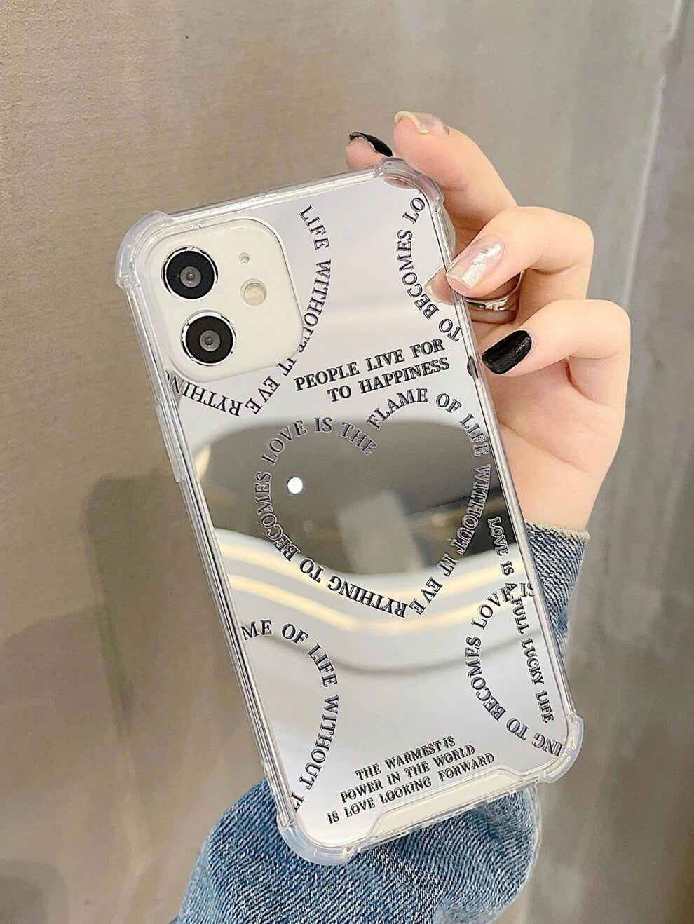 Letter Graphic Mirror Phone Case