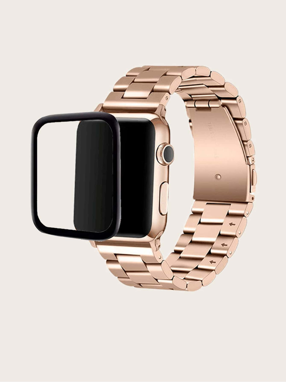 Stainless Steel Watchband & Screen Protector Compatible With Apple Watch