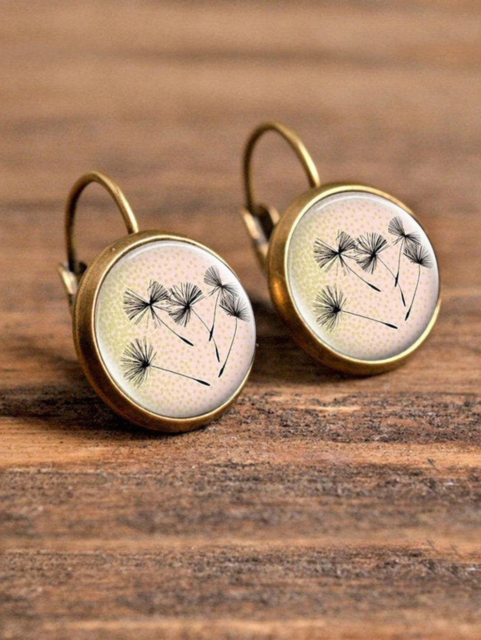 1pc Dandelion Pattern Round Earrings Copper Jewelry