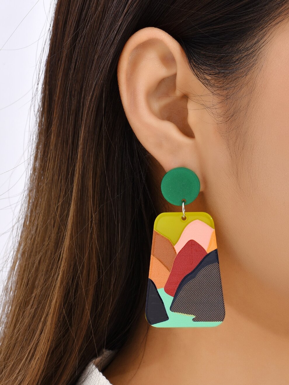 Color Block Trapezoid Drop Earrings