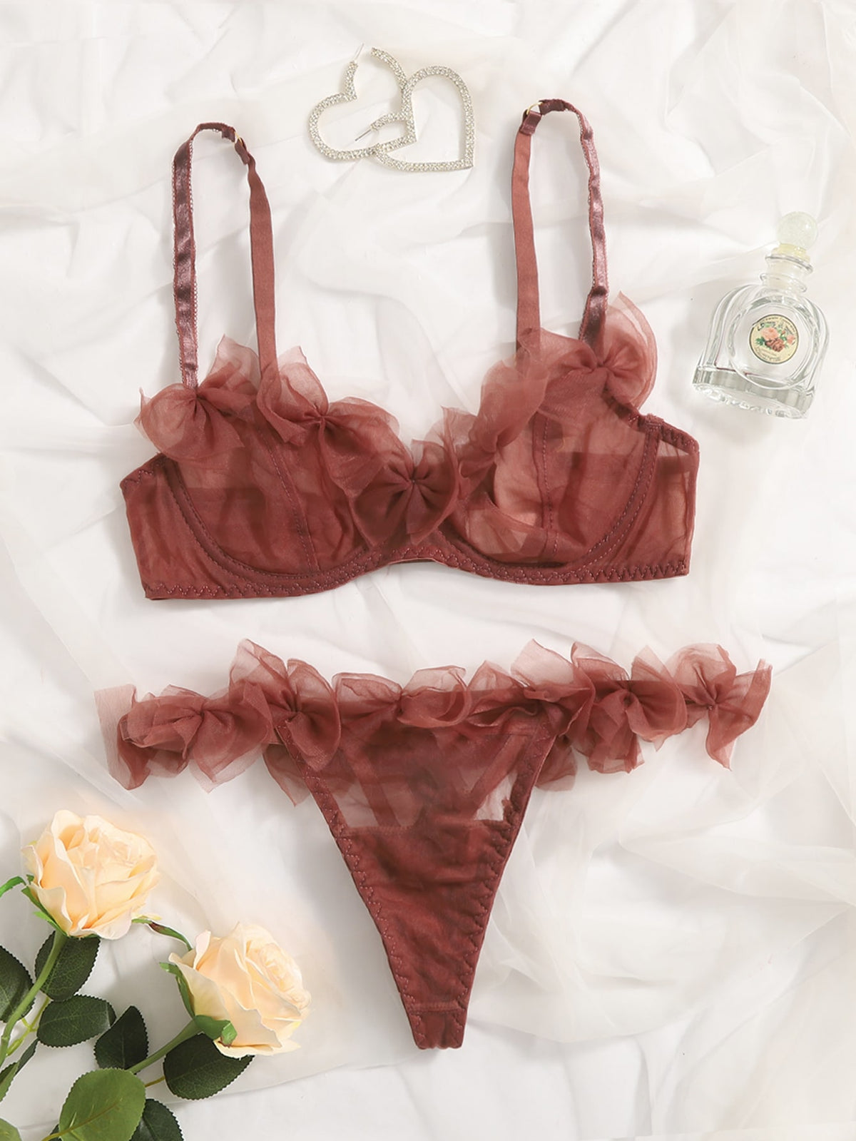 Sheer Mesh Underwire Lingerie Set