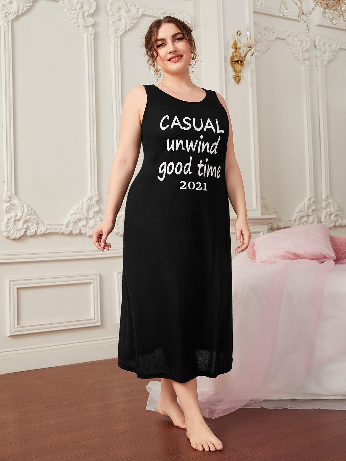 SHEIN Unity Plus Letter Graphic Sleepshirt