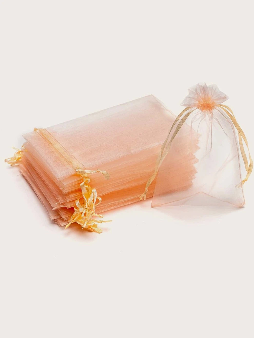 10pcs-Plain Color Gift Organza Bags, Gift Bags, Packaging Bags, Drawstring Bags