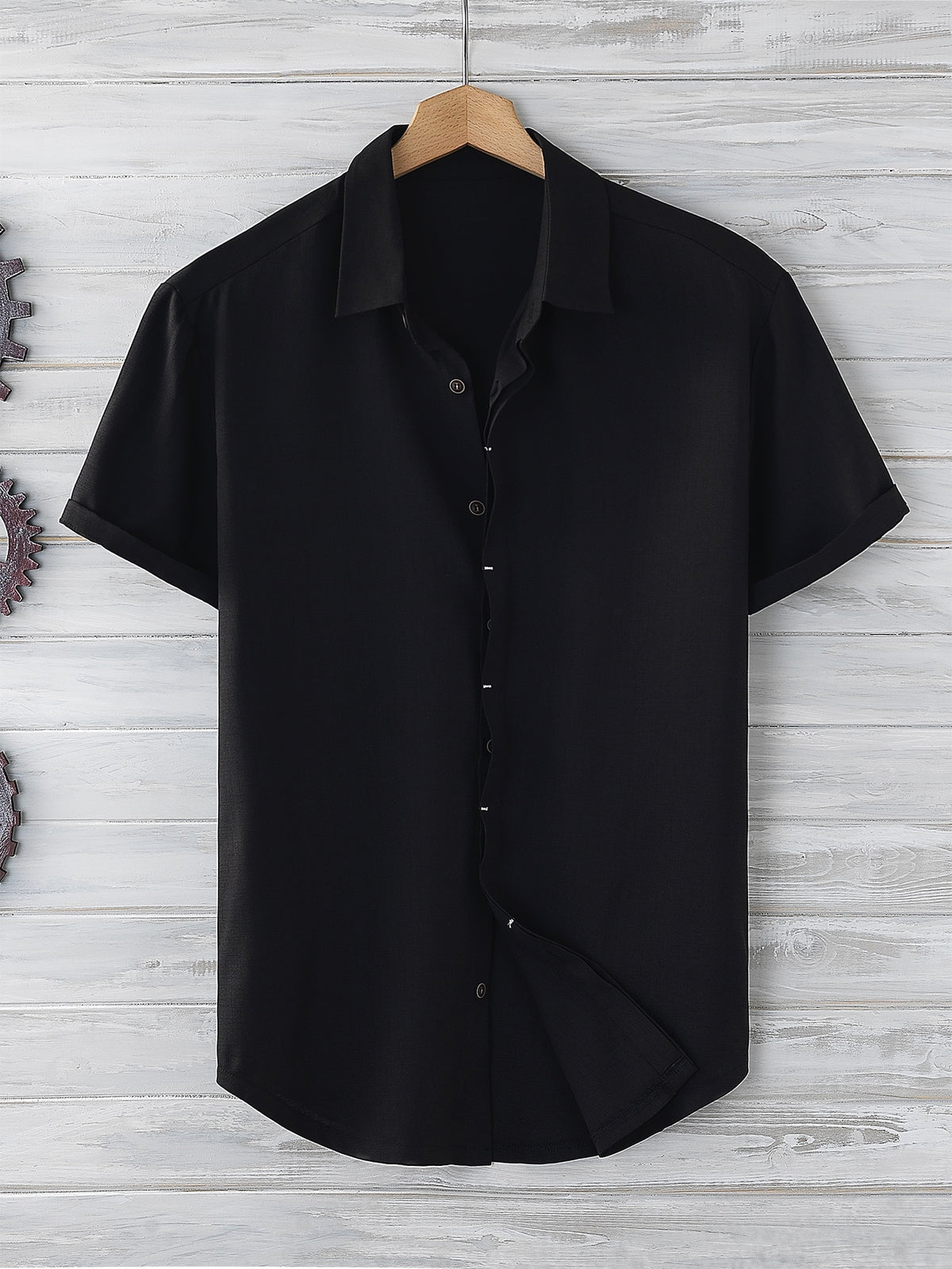 Manfinity Homme Men Button Up Curved Hem Shirt