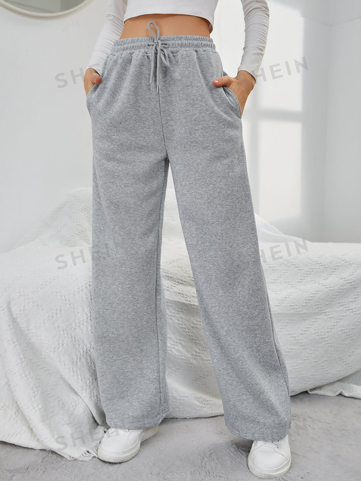 SHEIN EZwear Ladies' Solid Color Drawstring Jogger Pants