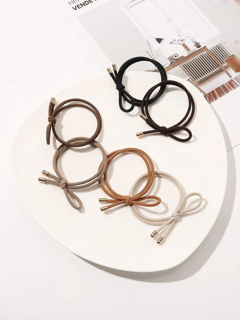 6pcs Knot Decor Hair Tie Casual