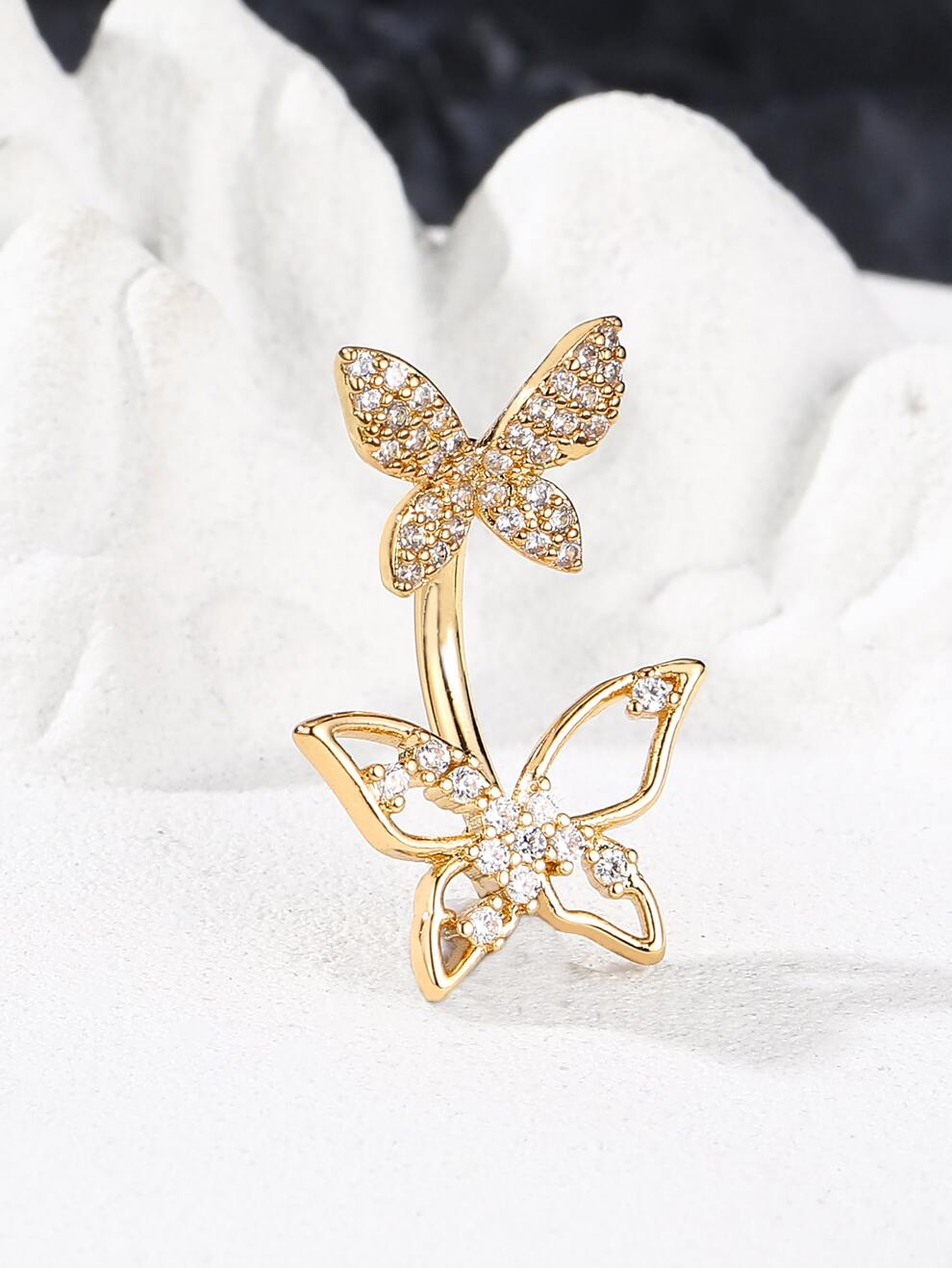 Rhinestone Butterfly Decor Navel Belly Ring