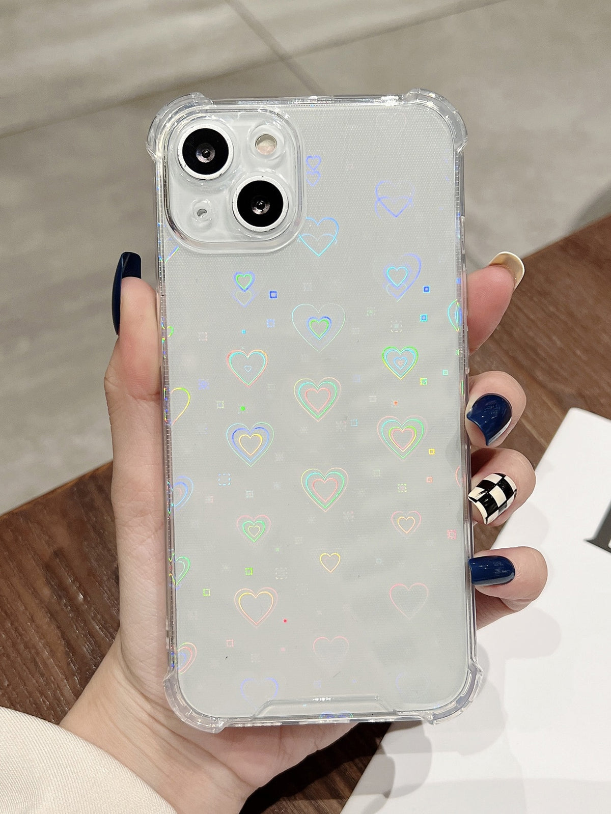 Clear Phone Case With Heart Laser Paper